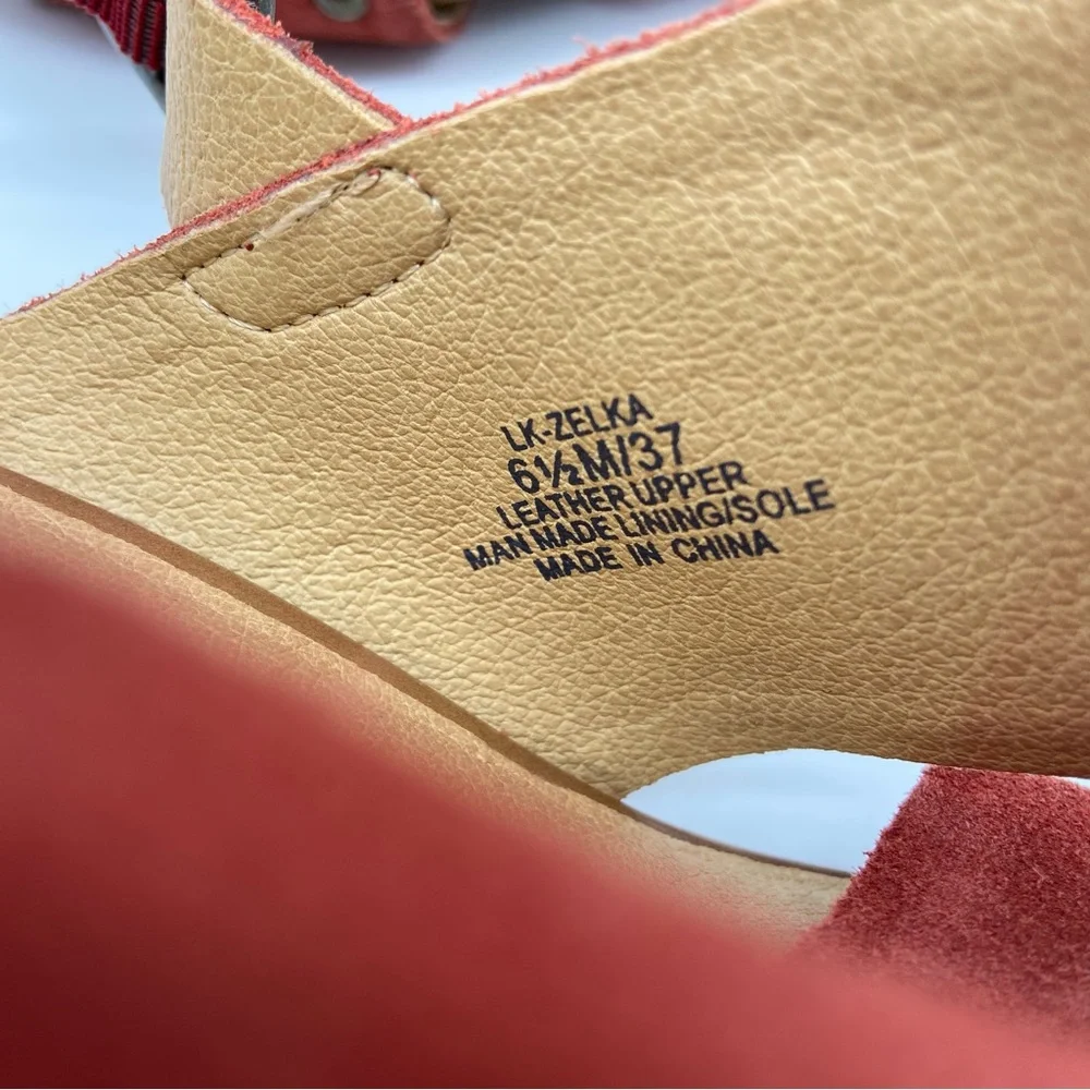 Lucky Brand Suede Wedge Currant Color Sandal Size US‎ 6.50/EU 37